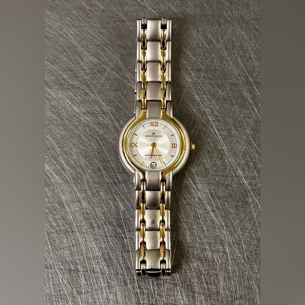 Anne Klein Days Date Wrist Watch Calendar Window Two Tone Bracelet New Battery